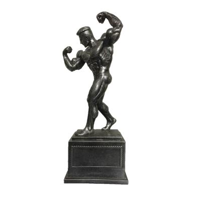 China Europe Polyresin Ancient Gold Silver Bronze Fitness Bodybuilding Male Large Size Trophy for sale