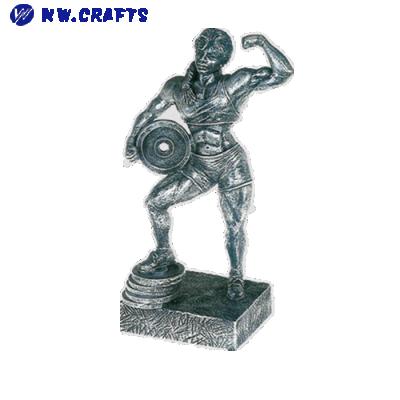 China Ancient Silver Europe Female Statue Resin Woman Bodybuilding Trophy for sale