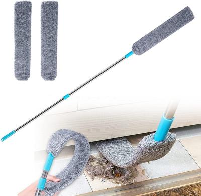 China Sustainable Dust Gap Sweep Microfiber Duster With Bendable Washable Stretchable Extension Pole Corner Dust Cleaning Gap Duster for sale