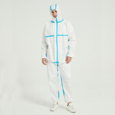 China Breathable Disposable Microporous Medical Gown Coverall Suit With Hood Product On for sale