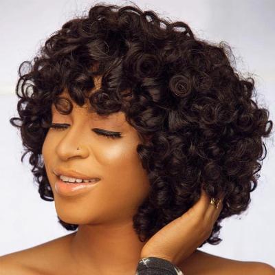 China Pink Curl 12a Super Virgin Hair Double Drawn Raw Curly Wig Bangs Short Bangs Curly Hair Wig For Black Women for sale