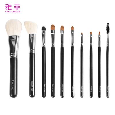 China 224A15410 Conjunto de escovas de maquilhagem para cabras moles pretas e cabelos brancos Conjunto de escovas cosméticas personalizadas à venda