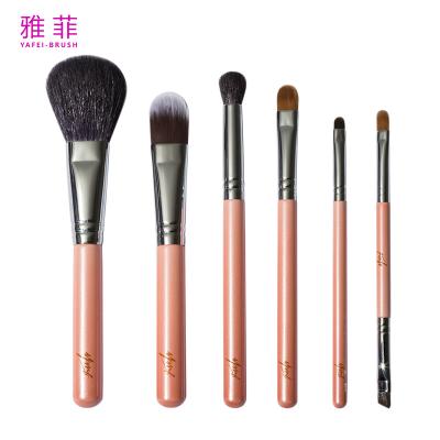 China 062830 Stylish Copper Ferrule 6PCS Small Makeup Brush Set With Storage Case for sale