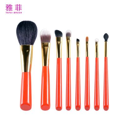 China 137A10908 Wooden Handle Makeup Brush Small Set 8PCS Portable Makeup Brush Set for sale