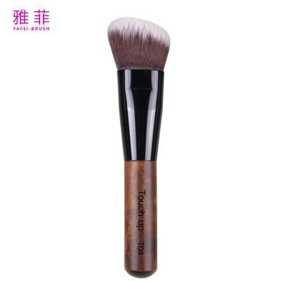 China Nylon Hair Contour Brush Foundation Make-Up Brush Wood Handle Thickened Aluminium for sale