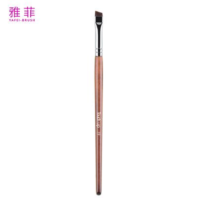 China TOUCH UP 19 Custom LOGO Fine Thin Vegan Eyebrow Eyeliner Makeup Brush Wooden Handle for sale