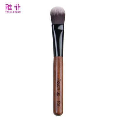 China T08 Synthetic Vegan Material Multi-Functional Single Foundation Makeup Brush Copper Tube Wood Handle for sale