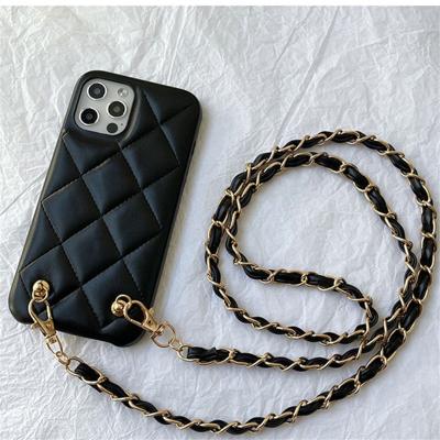 China Luxury Anti-drop With Chain With Strap Cross - Body Leather Cell Phone Cases For iPhone 11 12 Pro Max XS XR X Fundas Para Coque Back Cover for sale