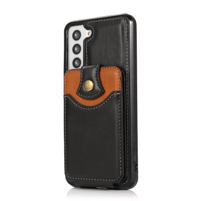 China Luxury Shockproof Package Wallet Card Buttons Leather Phone Cover For Samsung Galaxy Note20 A52 S20 S21 Ultra Plus Cell Phone Filter Frame for sale