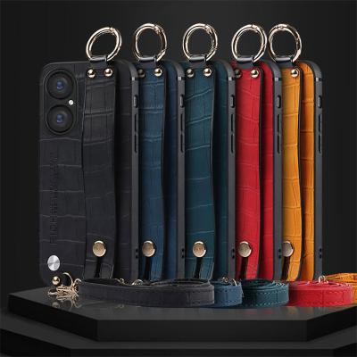 China Luxury Fancy Shockproof Cross - Body Wrist Band Alligator Leather Cell Phone Case For Huawei P30 P40 P50 Pro Cell Phone Funda Bag for sale