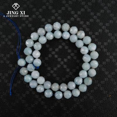 China DIY Jewelry Making 2021 Wholesale Natural Blue Green Blue Necklace Gem Faceted Polished Stone Loose Pendant Beads 8mm Thick Jewelry Bracelet for sale