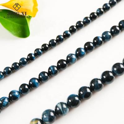 China Fashionable Natural Stone High Quality Blue Tiger Eye Bead For Jewelry Making Bracelet Necklace Loose Bead for sale