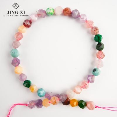 China DIY jewelry processing a variety of mixed natural stone beads into 8mm triangular face cut beads can be used for jewelry DIY hand string necklace for sale