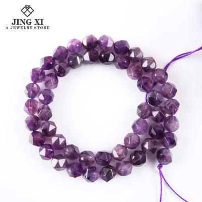 China DIY Jewelry Making Factory Wholesale Natural Amethyst Gemstone 8mm Rock Agate Crystal Face Loose Beads Power DIY Bracelet Jewelry Necklace for sale