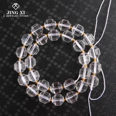 China DIY Jewelry Making 2021 Fashion Natural Stone Faceted Clear White Crystal Gemstone Frosted Wholesale Energy Healing Power For DIY Jewelry Necklace for sale