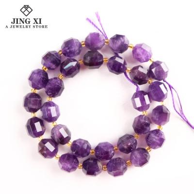 China DIY Jewelry Making Factory 2021 Wholesale Natural Faceted Hard Cut Amethyst Quartz Crystal Gemstone Beads Bracelet Energy For DIY Jewelry Necklace for sale