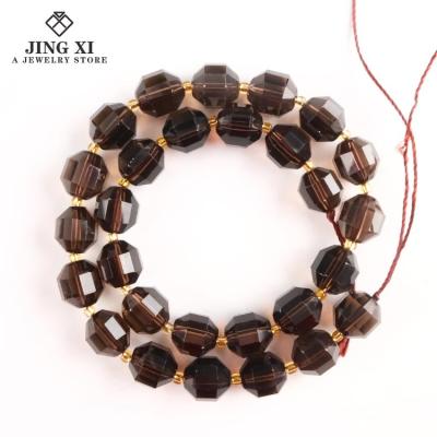 China DIY Jewelry Making 2021 High Quality Natural Hard Cut Wholesale Smoky Quartz Gemstone Faceted Loose Beads Energy Bracelet For DIY Jewelry Necklace for sale