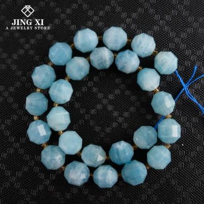 China DIY Jewelry Making 2021 High Quality Natural Wholesale Blue Green Gemstone Loose Beads Matte Frost Faceted Energy Bracelet DIY Jewelry Necklace for sale