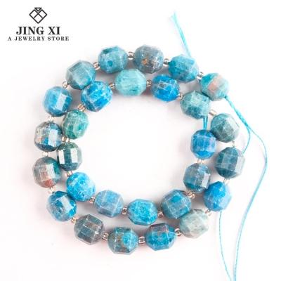 China DIY Jewelry Making 2021 Wholesale High Quality Natural Apatite Gemstone Loose Beads DIY Blue Rough Quartz Faceted Energy Jewelry Necklace Bracelet for sale