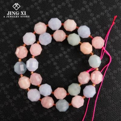 China DIY Jewelry Making 2021 Wholesale Natural Good Quality Morganite Gemstone Loose Beads Colorful Faceted Round Power For Bracelet Jewelry DIY Necklace for sale