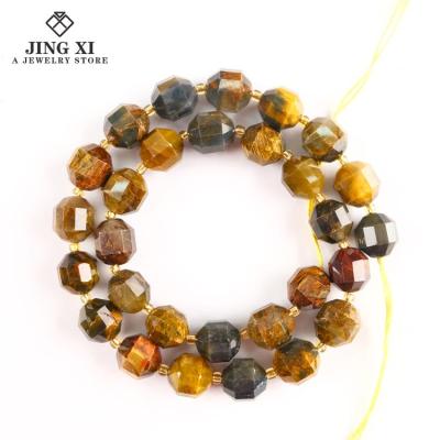 China DIY Jewelry Making 2021 New Natural Wholesale Faceted Pietersite Stone Crystal Beads Gemstone Cut Energy Gold Bracelet For DIY Jewelry Necklace for sale