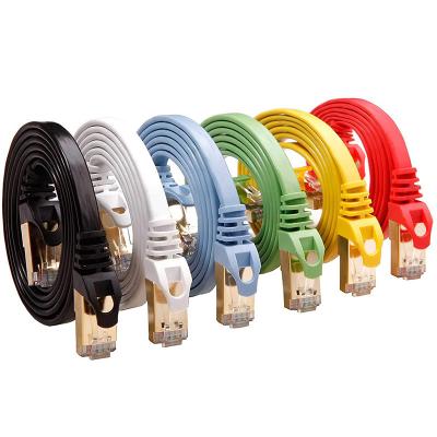 China High Quality Flat Copper Cat7 Rj45 Jumper Cable Network Computer Ethernet Patch Network Cables for sale