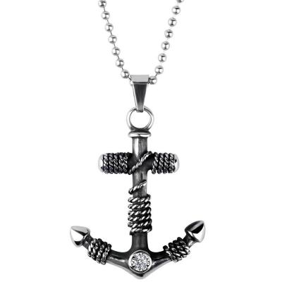 China Stainless Steel Custom Design Cool Mens Jewelry 316 Stainless Steel Antique Anchor Shape Pendants Necklaces for sale