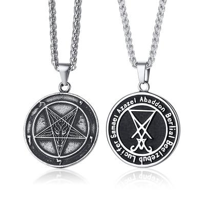 China Cute Baphomet Antique Satanic Satanic Goat Jewelry Lucifer Signal Pendants Satanic Cross Necklaces For Women Men for sale