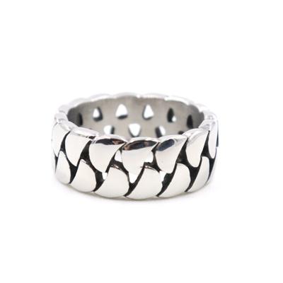 China Factory Bulk Sale Stainless Steel Rings Men's Biker Ring Mens Initial Chain Link Punk Rings for sale