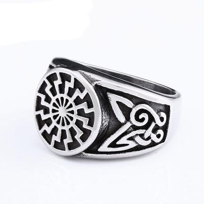 China CLASSIC Fashion Jewelry Vintage Viking Odin's Symbol Viking Stainless Steel Silver Rings For Women Men for sale