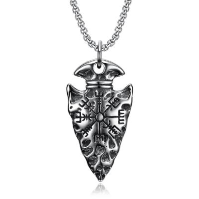 China Cute Awe Necklace Mens Fashion Pendant 316 Stainless Steel Vintage Viking Jewelry Arrow Head Helm for sale