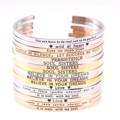 China Wholesale stainless steel personalized type inpired custom logo cuff expression bangles bangles jewelry bracelet for sale