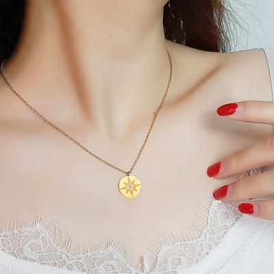 China Cute Custom Design 14K Gold Jewelry Crystal Sun Gold Women Chain Necklace for sale