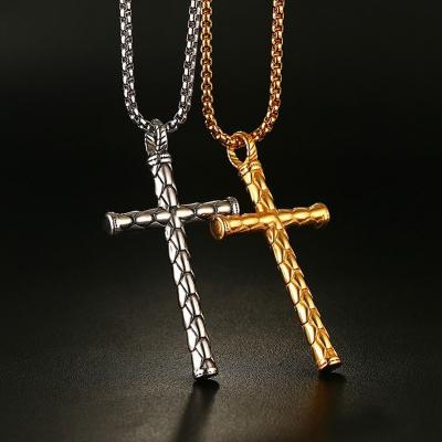 China Custom Cool Gold Casual/Sporty Stainless Steel Jewelry Mens Silver Initial Cross Necklaces for sale