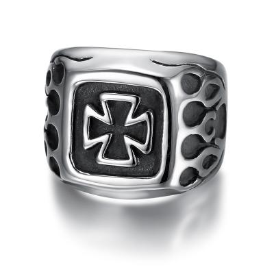 China High Quality Stainless Steel Christian Men's Cross Jerusalem Jewelry Punk Ring for sale