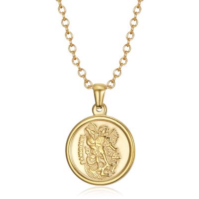 China Cute Custom 18k Gold Filled Chains Necklace Stainless Steel St Michael Hero Gold Pendant Necklace for sale