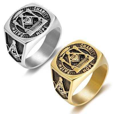 China Custom 316 Stainless Steel Gold BOHEMIA Seal Freemason Masonic Rings Silver Masonic Women Girls Girls for sale