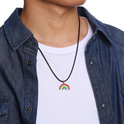 China New 2021 CLASSIQUE Pride Rainbow Pendant Necklace Stainless Steel LGBT Gay Lesbian Gay Jewelry For Men for sale