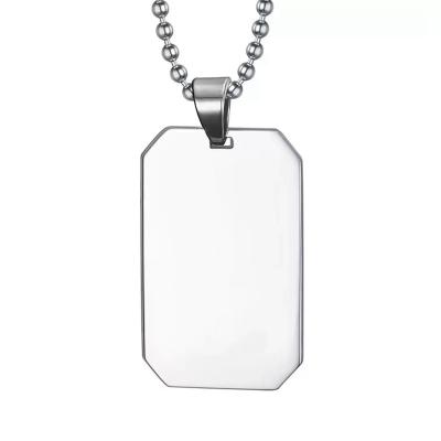 China Custom 316 Stainless Steel Logo Stainless Steel Rectangle Blank Pendants Necklaces For DIY Jewelry For Women Men for sale