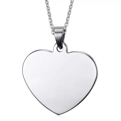 China CLASSIC Custom Logo Stainless Steel Heart Necklace DIY Engravable Jewelry Logo Engraving Pendants Necklaces for sale