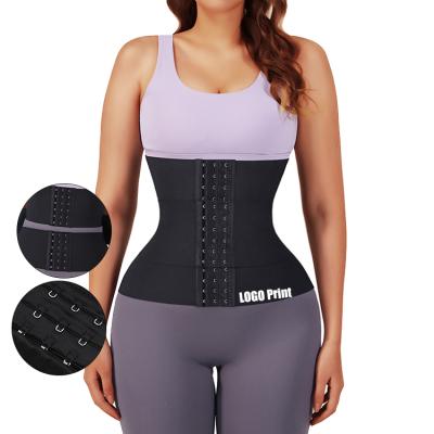 China Antibacterial Logo Women Tummy Trimmer Control Bandage Waist Wrap Custom Compression Split Double Tummy Waist Trainer for sale