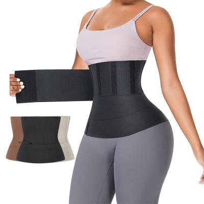 China Custom Logo Antibacterial Tummy Control One Waist Fit All Women Adjustable Waist Wrap Waist Trainer Slimming Belt Waist Trainer for sale