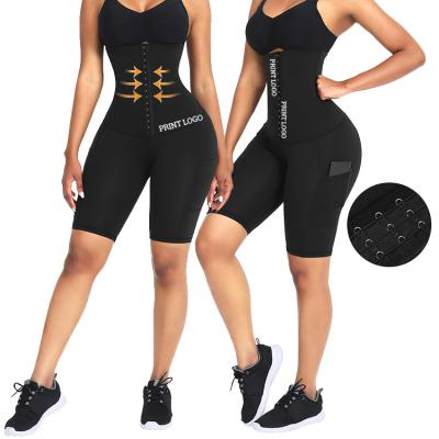 China New Design Side Antibacterial Phone Pouch High Waist Yoga Pants Fat Trainer Women Tummy Control Waist Leggings for sale