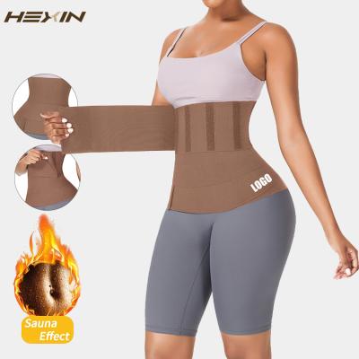 China Custom Antibacterial Logo Elasticity Compression Women Lose Weight Belly Waist Wrap Waist Trainer Belt for sale