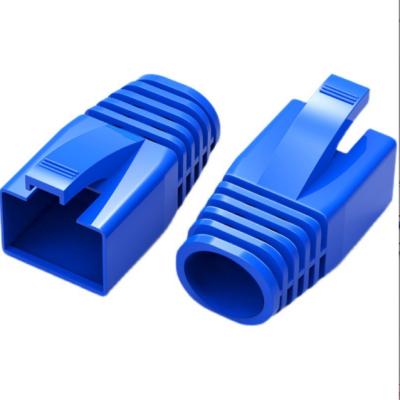 China OEM 100Pcs 8P8C PVC Protect Cat6a cat7 cat8 RJ45 Plug Cover PVC Modular Connector Boots for sale