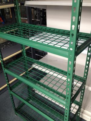 China Corrosion protection head office supmermarket warehouse using light metal wire shelf with teardrop hole post and mesh shelf for sale