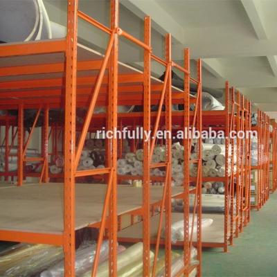 China SPECIAL Corrosion Protection Straight Columns 6 Steel Shelves In D2000mm With Wooden Board Used For Stock Or Displaying Long Fabric Rolls for sale