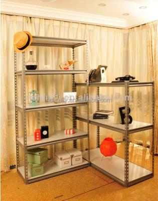 China Corrosion protection slotted corner shelving rack, light duty boltless rivet shelf rack, good quality corner shelving for sale