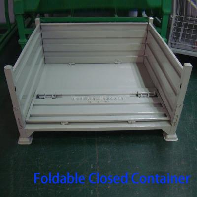 China collapsible & Closed Closed Folding Metal Stacking Pallet Box / Container / Crate for sale