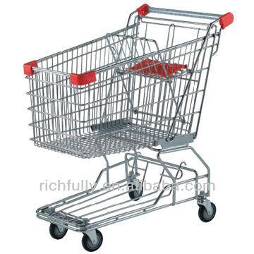 China Folding Asian Supermarket Equipment 120L Shopping Carts For Seniors for sale